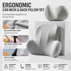 Memory Foam Car Neck Pillow and Lumbar Support Set — Ergonomic Comfort for Long Drives