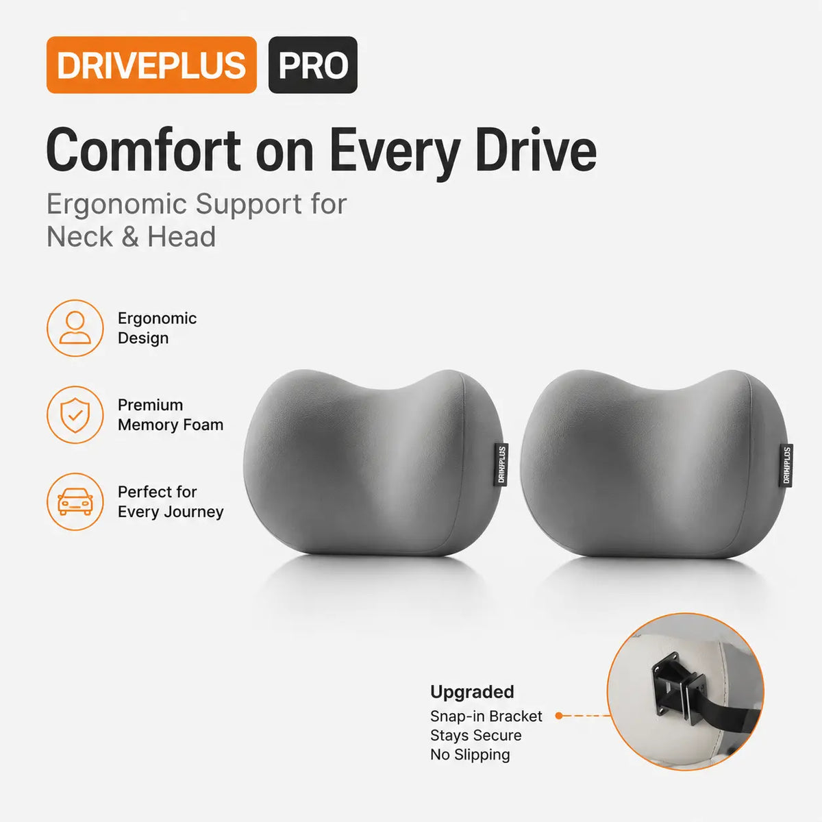 Memory Foam Car Neck Pillow and Lumbar Support Set — Ergonomic Comfort for Long Drives