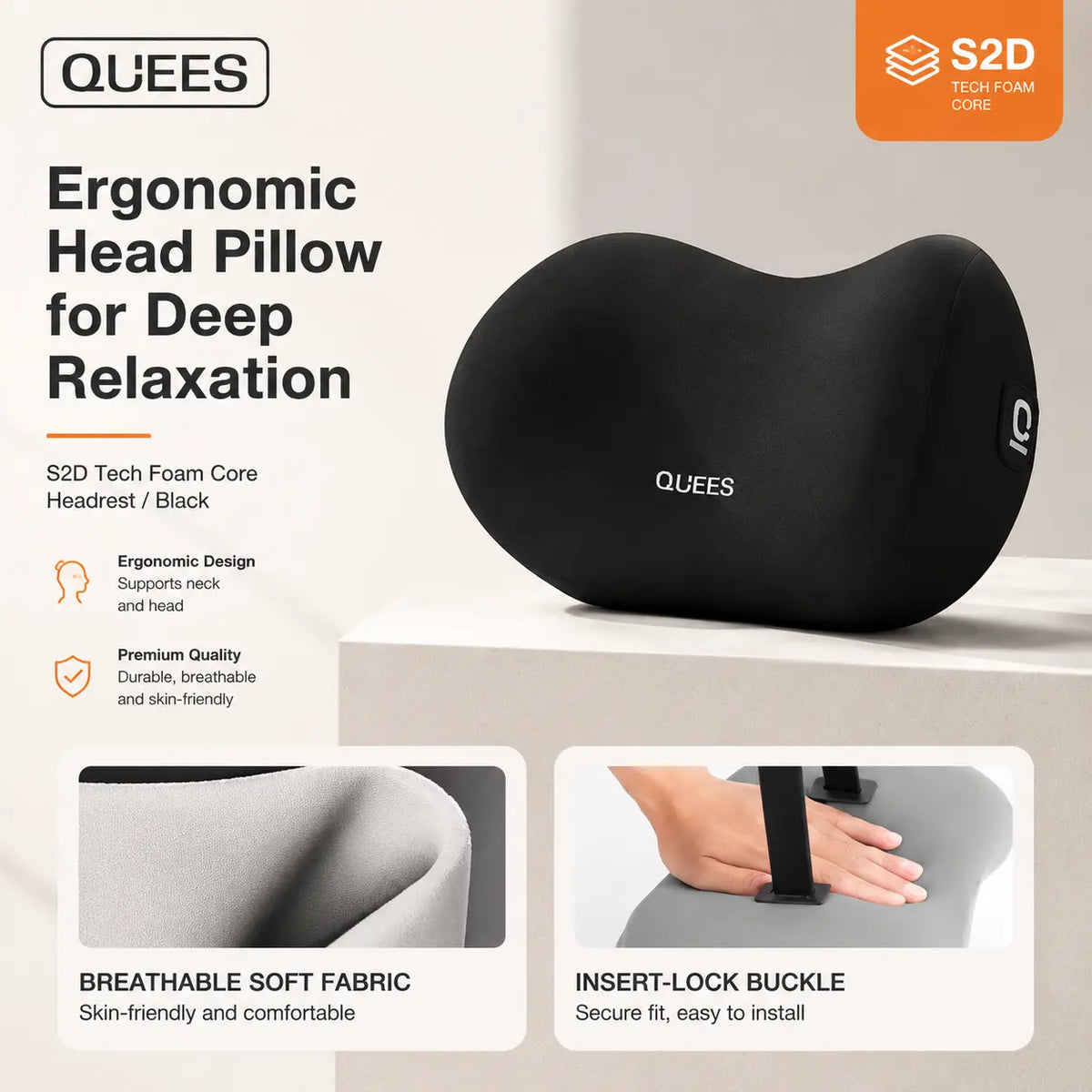 Memory Foam Car Neck Pillow and Lumbar Support Set — Ergonomic Comfort for Long Drives