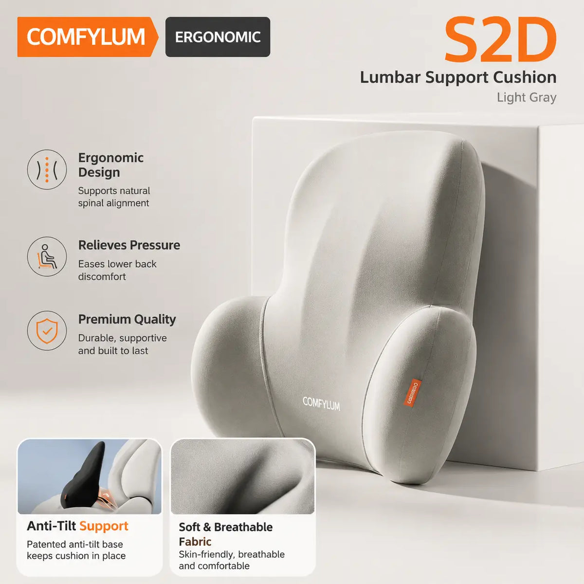 Memory Foam Car Neck Pillow and Lumbar Support Set — Ergonomic Comfort for Long Drives