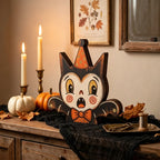 Halloween Decor Indoor,Retro Wooden Block for Shelf Decoration,Cute Ghost,Pumpkin,Black Cat,Skeleton,Witch Owl,Housewarming Gift