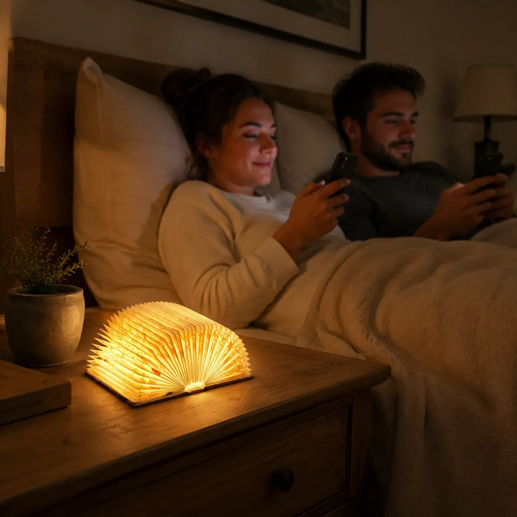Folding Book Lamp — Magnetic LED Night Light, Portable Wooden Reading Lamp